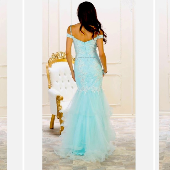 NEW ROYAL QUEEN COLLECTION AQUA MERMAID FORMAL GOWN - Picture 14 of 14